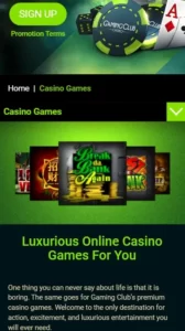 gaming club casino mobile games