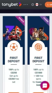 Tonybet Casino mobile bonus