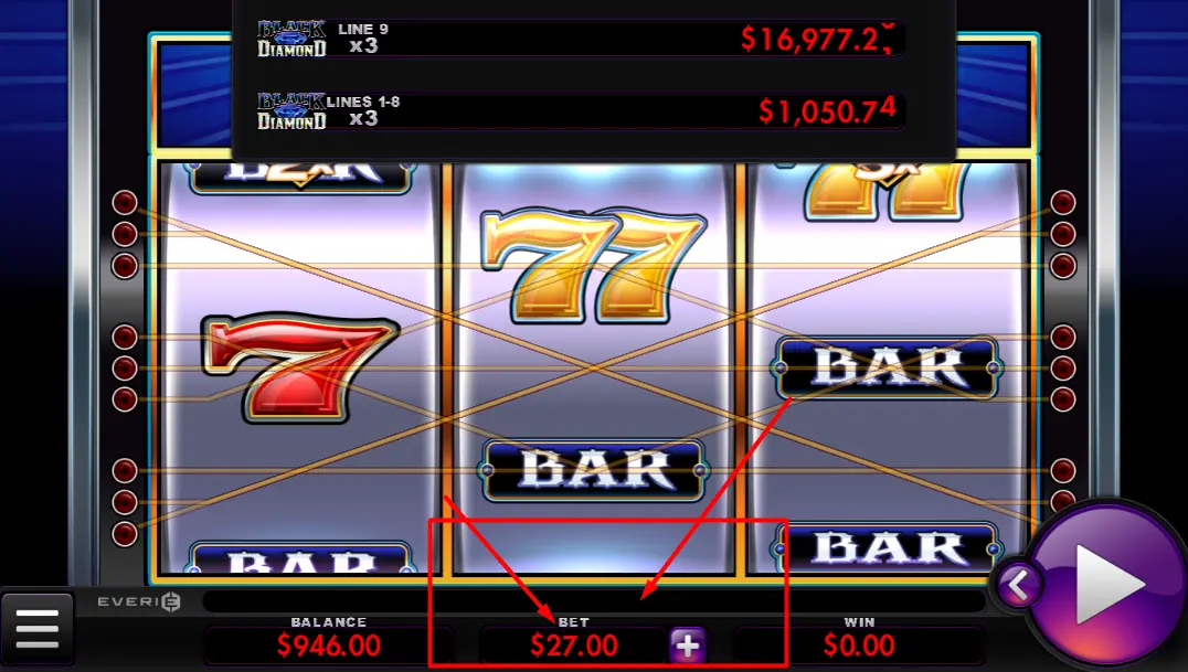 black diamond slot bet