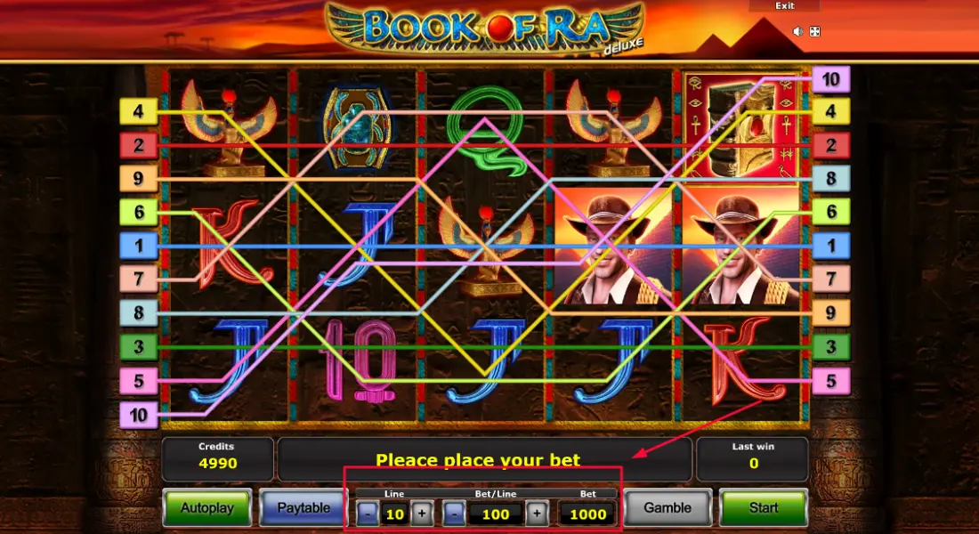book of ra slot bet
